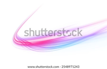 Abstract neon rays of light on a transparent background in PNG format. Light trail wave, fire path trace line, car lights, optic fiber and incandescence curve twirl.	