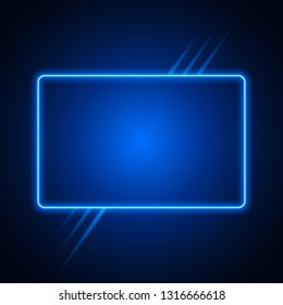 Abstract neon rectangle frame on dark background, vector illustration.