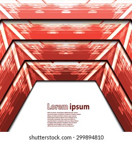 Abstract neon red hexagon background. Vector illustration