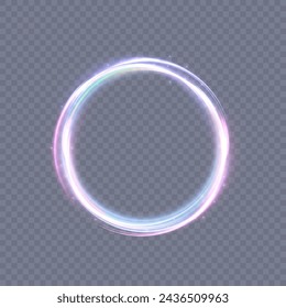 Anillo de neón abstracto de luz azul. Una estela brillante de rayos luminosos arremolinándose en un rápido movimiento en espiral. Vórtice claro y brillante. Efecto de luz. Vector