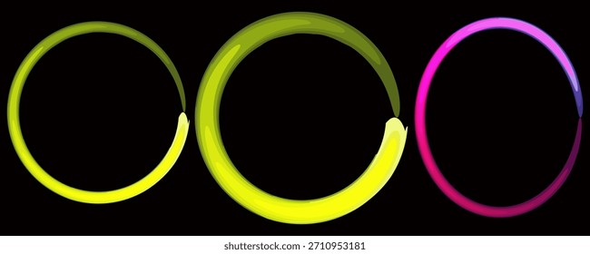 Abstract Neon Rings on Black Background Modern Design Element Art