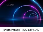 Abstract neon rings on water surface