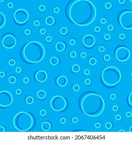 Abstract neon seamless pattern. Blue glowing circles background.