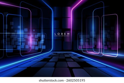 Abstract neon shapes and lines background