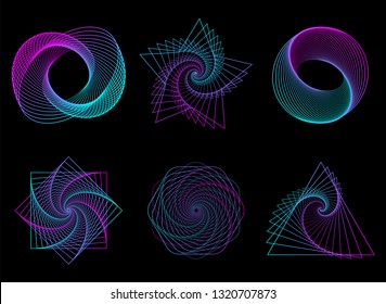 Abstract Neon Shapes Set Futuristic Wavy Stock Vector (Royalty Free ...