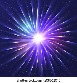 Abstract neon shining vector star