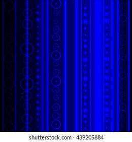 Abstract neon  shiny circles and rings on the blue background. Vector illustration.