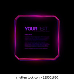 Fondo vectorial del cuadro de texto del signo de neón abstracto
