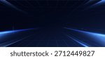 Abstract Neon Speed Blue Lines Background With Futuristic Light Trails And Motion Blur