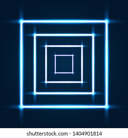 Abstract neon squares with glowing lines Vintage electric symbol. Design element for your ad, sign, poster, banner. Vector illustration