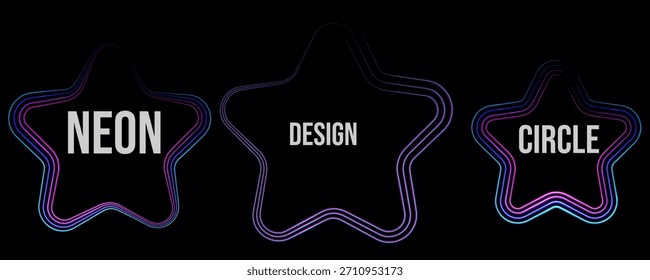 Abstract Neon Star Frames with Trendy Vaporwave Gradient for Design
