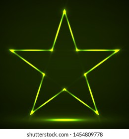 Abstract neon star with glowing lines. Vector design element