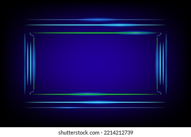 Abstrakte Neontechbox auf dunkelblauem Hintergrund, Vektorgrafik.