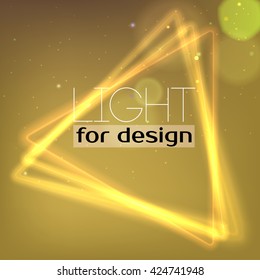 Abstract Neon triangle. Background with luminous swirling sparkle. Glowing triangle.. Shine triangle frame tunnel with light  effect. Cover for your presentation and design with space for your message