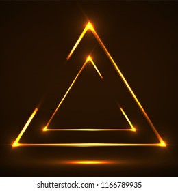 Abstract neon triangle with glowing lines. Vector design element