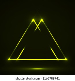 Abstract neon triangle with glowing lines. Vector design element