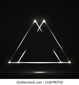 Abstract neon triangle with glowing lines. Vector design element