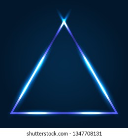 Abstraktes Neondreieck mit leuchtenden Linien Vintage-Symbol. Design-Element für Ihre Anzeige, Zeichen, Poster, Banner. Vektorgrafik