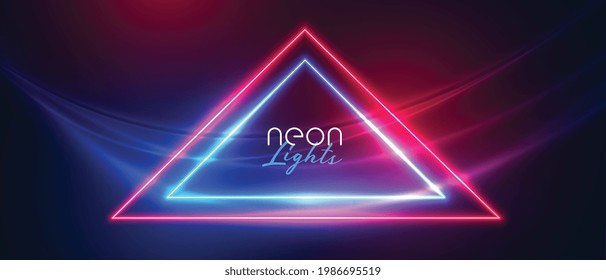 triángulo de neón abstracto con banner de luces onduladas