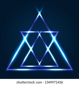 Abstract neon triangles with glowing lines Vintage electric symbol. Design element for your ad, sign, poster, banner. Vector illustration
