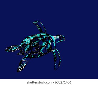 Abstract neon turtle vector pattern. Vector colorful illustration for print, paper, textile