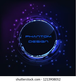 Abstract Neon Vector Circle - Light Blue Circle behind Dark Design. EPS 10