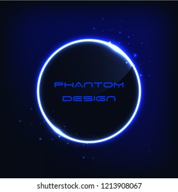 Abstract Neon Vector Circle - Light Blue Circle behind Dark Design. EPS 10