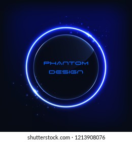 Abstract Neon Vector Circle - Light Blue Circle behind Dark Design. EPS 10