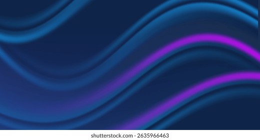 Abstract neon wave background with smooth flowing lines in shades of blue, purple, and pink on a dark backdrop. Modern, futuristic, and elegant design ideal for technology, digital. eps 10