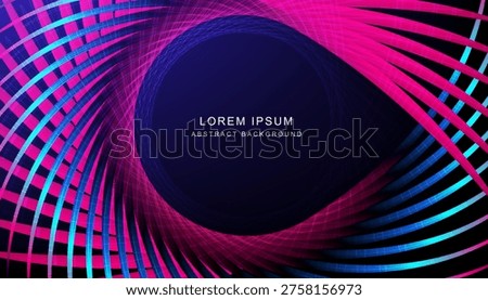 Abstract neon wave background with vibrant pink and blue curved line dynamic spiral motion, modern digital design with glowing light trail, technology concept, futuristic pattern and creative gradient