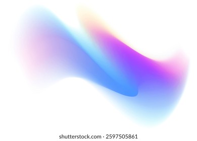 Abstract neon wave form, blurred iridescent gradient texture, isolated design element. Fluid watercolor brushstroke blurry swirl shape. Aesthetic flowing lights decoration.