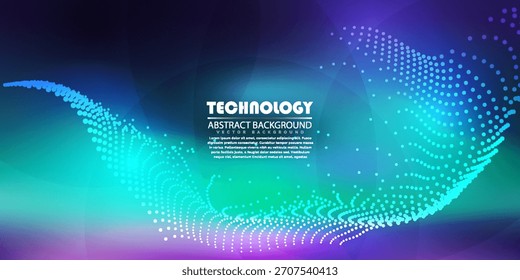 Onda De Neon Abstrata De Pontos De Luz Em Gradiente Azul E Roxo Para Design Tecnológico E Futurista