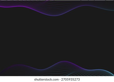 Abstract Neon Wave Lines Across Dark Background For Tech Design And Visual Content