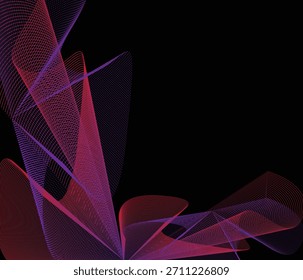 Abstract Neon Wave Lines on Black Background – Modern Digital Flow Art