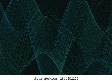 Abstract neon wave patterns in electric teal and cyan glow