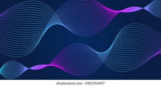 Abstract neon waves dark background.