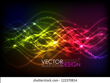 Olas de neón abstractas. Ilustración vectorial. Eps 10.