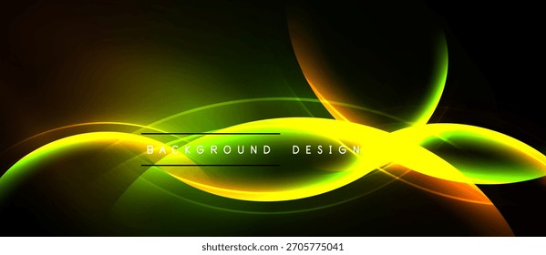 Abstrakte Neonwellen, lebendige Farben, dunkler Hintergrund. Modernes Design-Element für digitale Projekte, Präsentationen. Glatte Farbverläufe erzeugen einen dynamischen visuellen Effekt.