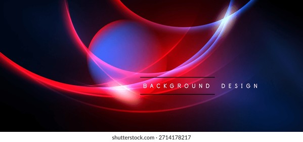 Abstractas ondas de neón, vibrantes tonos rojos y azules. El fondo oscuro crea un efecto visual dramático. Elemento de diseño moderno.