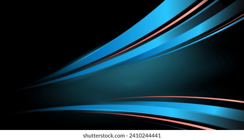 Abstract Neon Wavy Light Trail Background. Illustration Light Render Of Digital Technology