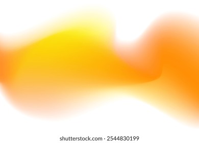 Forma de onda Abstractas de color amarillo neón, textura de gradiente iridiscente borrosa, elemento de diseño aislado. Forma de remolino borroso de la pincelada de la acuarela naranja fluida. Decoración de luces fluidas estéticas.