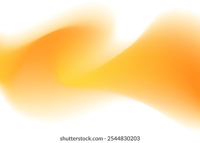 Abstract neon yellow wave form, blurred iridescent gradient texture, isolate design element. Fluid orange watercolor brushstroke blurry swirl shape. Aesthetic flowing lights decoration.
