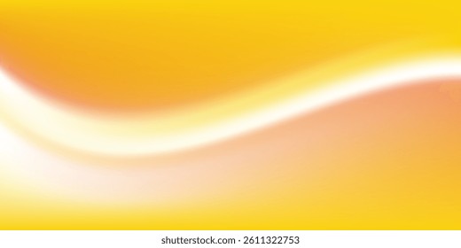 Abstract neon yellow wave form, blurred iridescent gradient texture, isolate design element. Fluid orange watercolor brushstroke blurry swirl shape. Aesthetic flowing lights modern decoration
