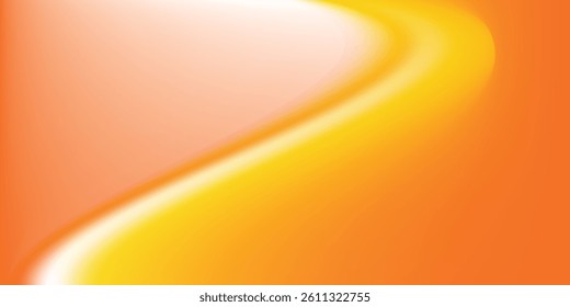 Abstract neon yellow wave form, blurred iridescent gradient texture, isolate design element. Fluid orange watercolor brushstroke blurry swirl shape. Aesthetic flowing lights modern decoration