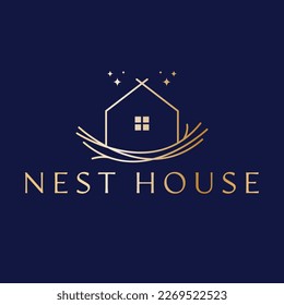 An abstract nest and house logo design, perfect for real estate brands. Symbolizing warmth and security, this logo embodies a welcoming home and professional real estate identity.