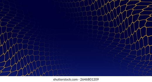 Abstract net background blue and gold for sports, Mesh texture for fishing nets. Seamless pattern for sportswear or soccer goal, volleyball net, basketball hoop, hockey, athletics. Vector