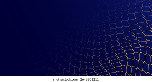 Abstract net background blue and gold for sports, Mesh texture for fishing nets. Seamless pattern for sportswear or soccer goal, volleyball net, basketball hoop, hockey, athletics. Vector