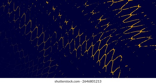 Abstract net background blue and gold for sports, Mesh texture for fishing nets. Seamless pattern for sportswear or soccer goal, volleyball net, basketball hoop, hockey, athletics. Vector