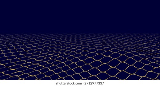 Abstract net background blue and gold for sports, Mesh texture for fishing nets. Seamless pattern for sportswear or soccer goal, volleyball net, basketball hoop, hockey, athletics. Vector