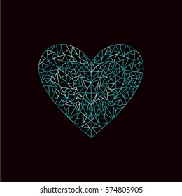 Abstract net heart icon
vector neon outline illustration in shape of heart
